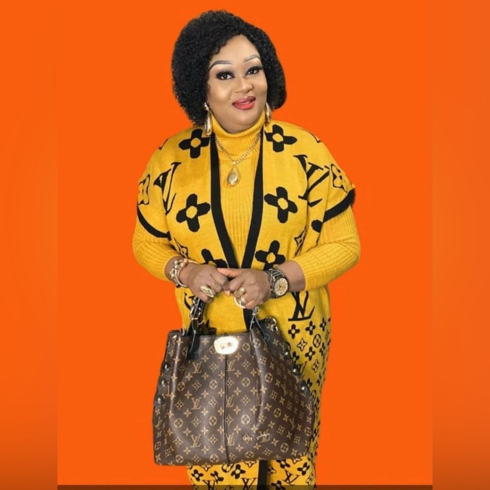 Brand new two pieces winter yellow dress set .